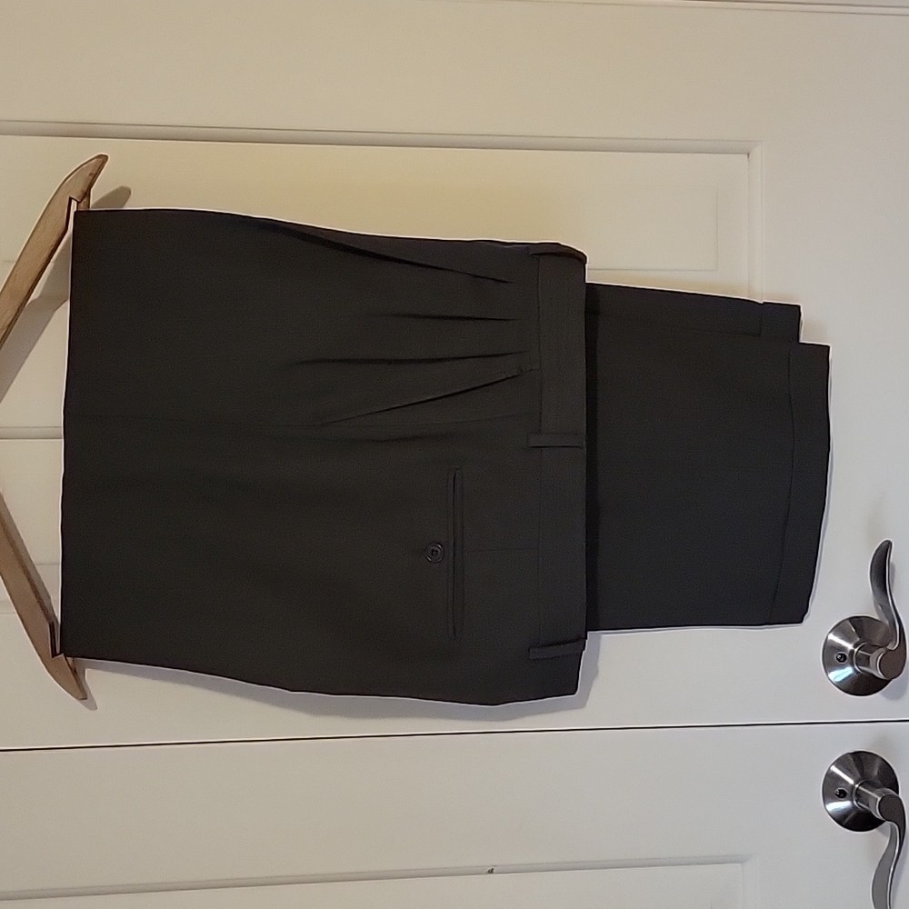 Vito Rufolo Tessa Italian woven wool suit pants 34 x 30 dark forest green mob